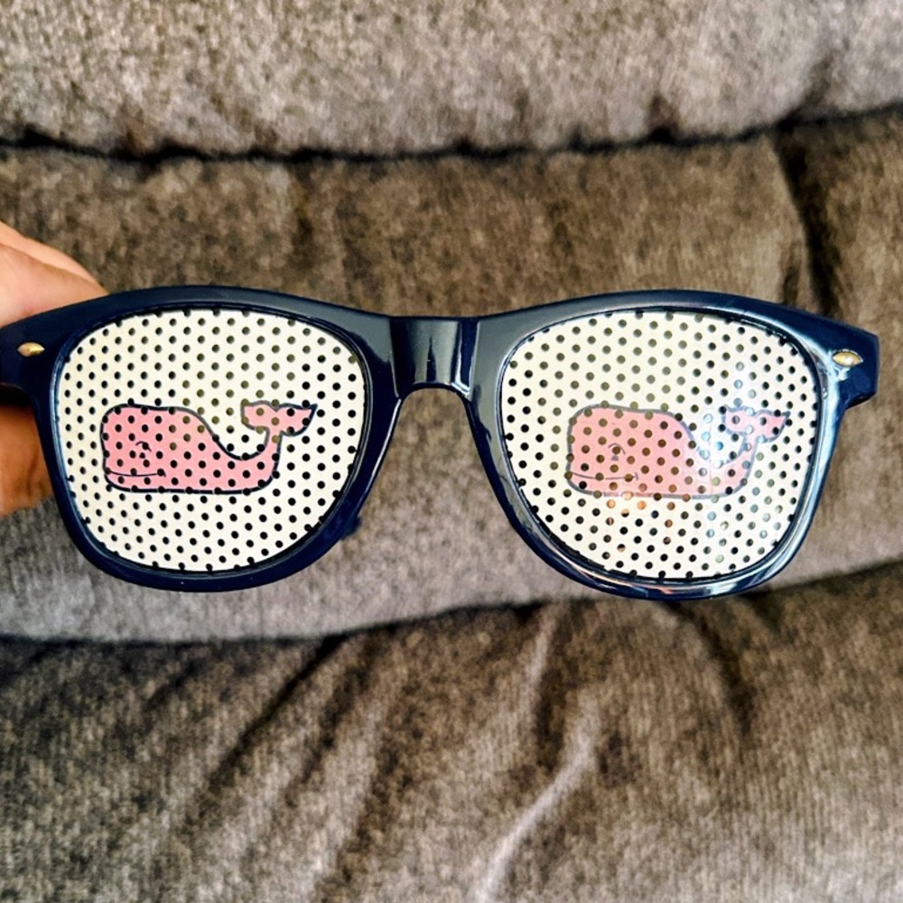 Vineyard Vines Navy Blue Sunglass Frames with Pink Whale Mesh Design